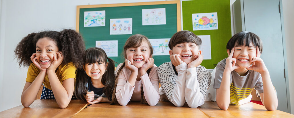 happy and healthy children at school