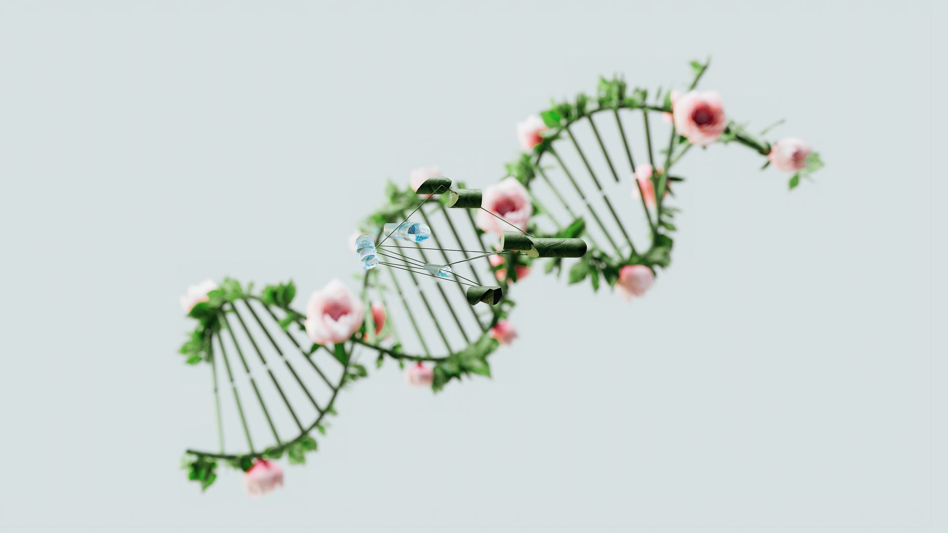 DNA strands and flowers
